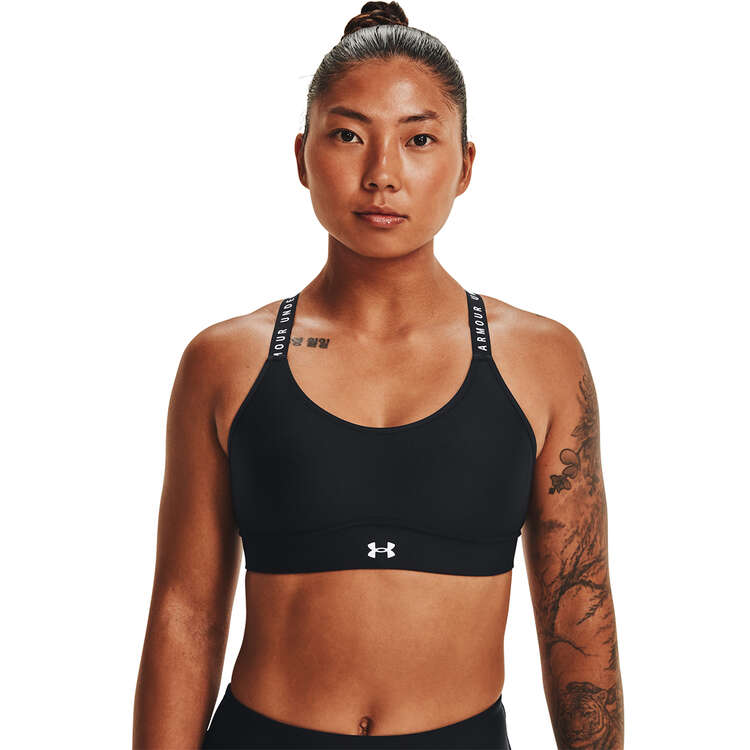 Under Armour Womens Infinity Mid Covered Sports Bra Black XS, Black, rebel_hi-res