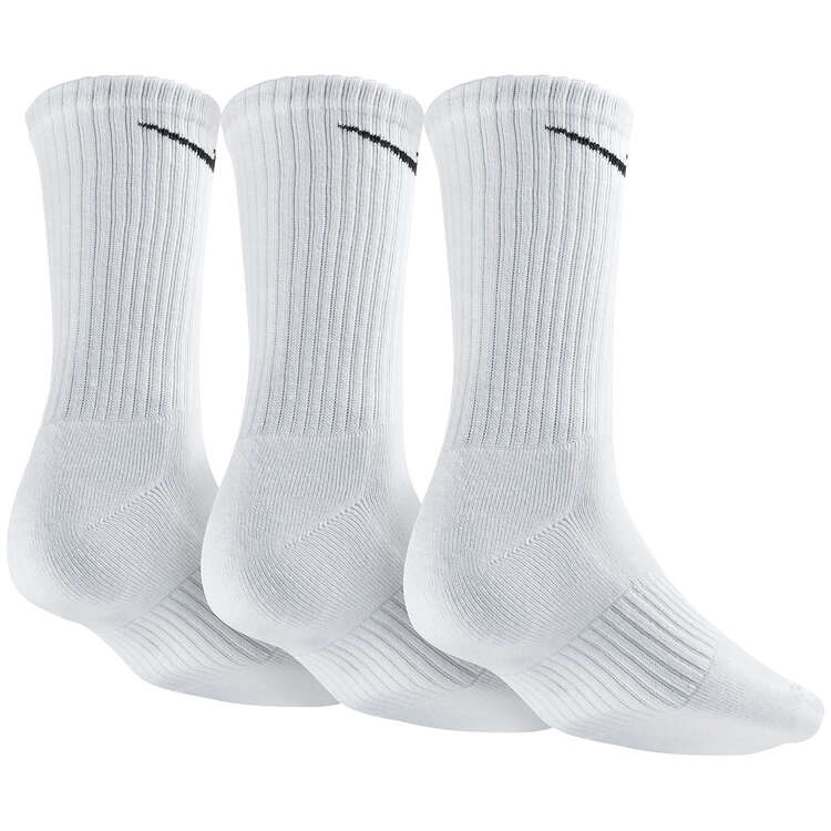 Nike Unisex Cushion Crew 3 Pack Socks White S - YTH 3Y-5Y/WM 4-6, White, rebel_hi-res