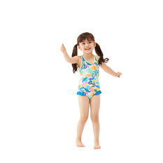 Tahwalhi Girls Rainbow Frilly One Piece Swimsuit Blue 4, Blue, rebel_hi-res