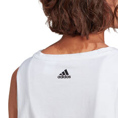 adidas Womens Essentials Stacked Logo Tank, White, rebel_hi-res