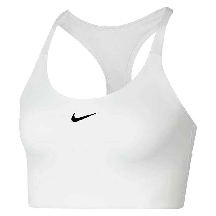 Nike Womens Swoosh Medium Support Sports Bra, White, rebel_hi-res