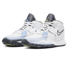 Nike Kyrie 8 GS Kids Basketball Shoes, White/Grey, rebel_hi-res