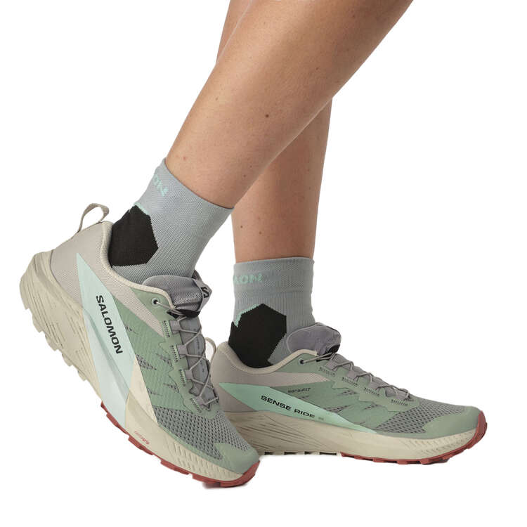 Salomon Sense Ride 5 Womens Trail Running Shoes, Green/White, rebel_hi-res