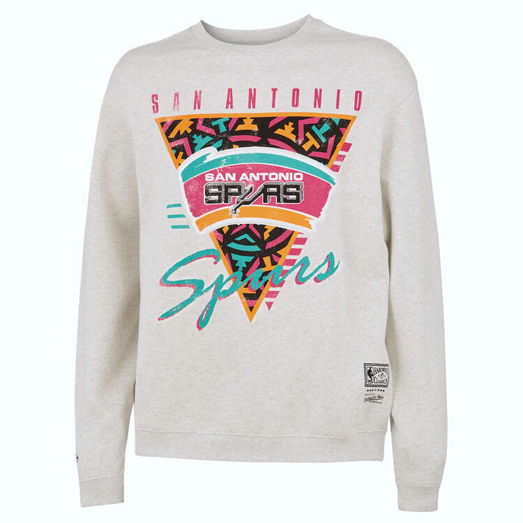Mitchell & Ness Mens San Antonio Spurs Tri Logo Sweater, White, rebel_hi-res