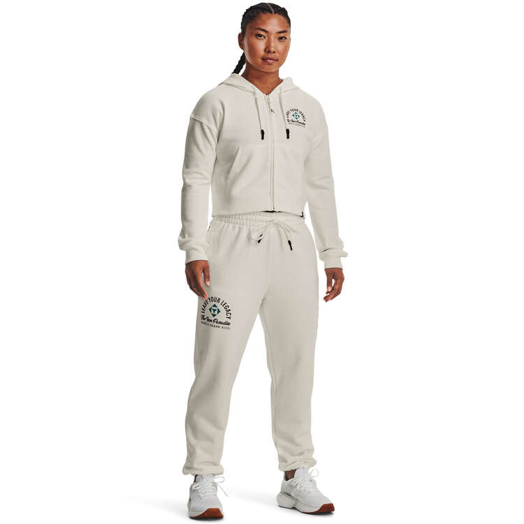 Under Armour Project Rock Womens Heavyweight Family Full-Zip Hoodie, Ivory, rebel_hi-res