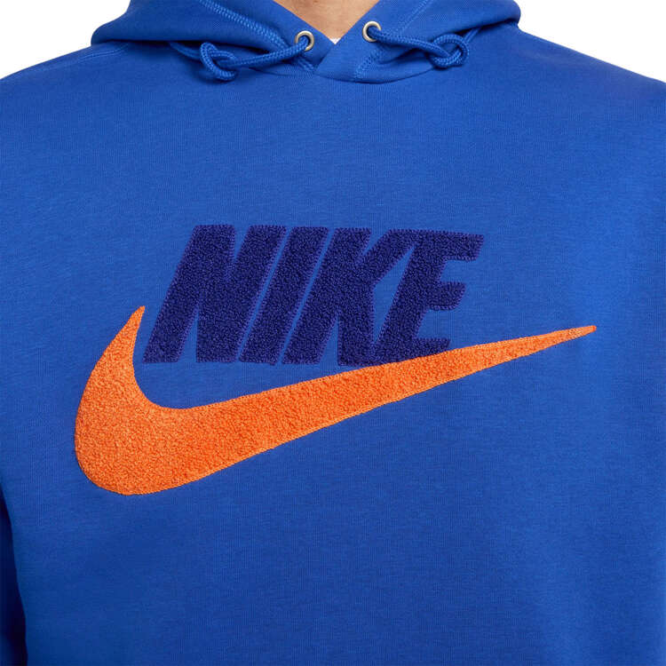 Nike Club Fleece Mens Pullover Hoodie, Blue/Orange, rebel_hi-res