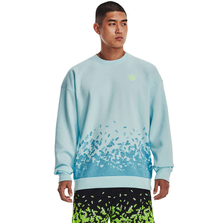 Under Armour Mens Curry Sour Then Sweet Crew Sweatshirt, Teal, rebel_hi-res