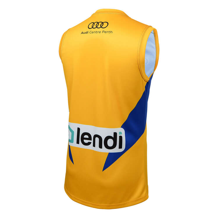 West Coast Eagles 2023 Mens Away Guernsey Yellow/Blue L, Yellow/Blue, rebel_hi-res