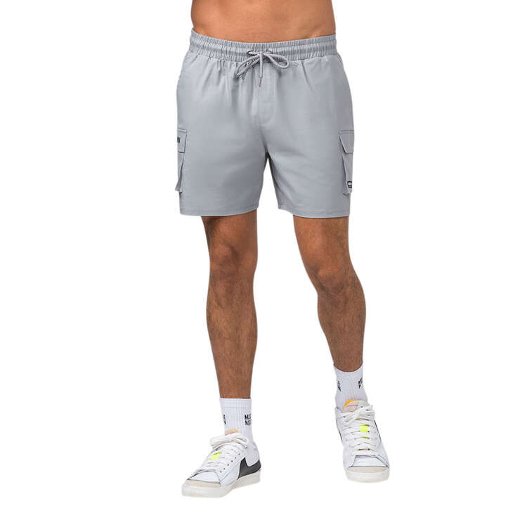 Muscle Nation Mens Daily Cargo Shorts, Grey, rebel_hi-res