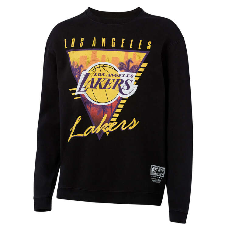 Mitchell & Ness Mens Los Angeles Lakers Tri Logo Sweater, Black, rebel_hi-res