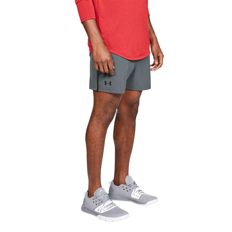Under Armour Mens Qualifier 5-inch Woven Training Shorts, Grey, rebel_hi-res