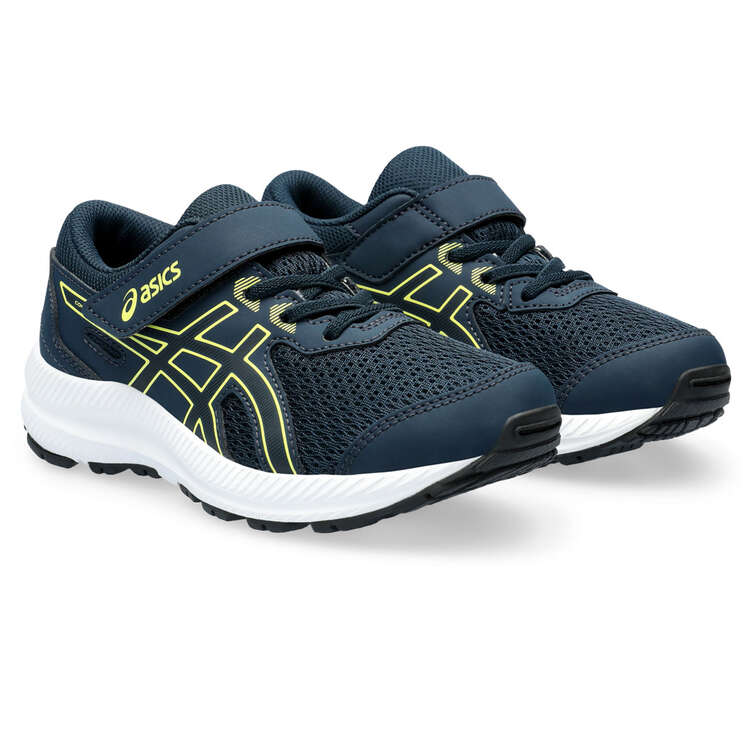 Asics Contend 8 PS Kids Running Shoes, Navy/Yellow, rebel_hi-res