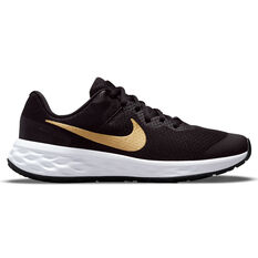 Nike Revolution 6 GS Kids Running Shoes Black/Gold US 4, Black/Gold, rebel_hi-res