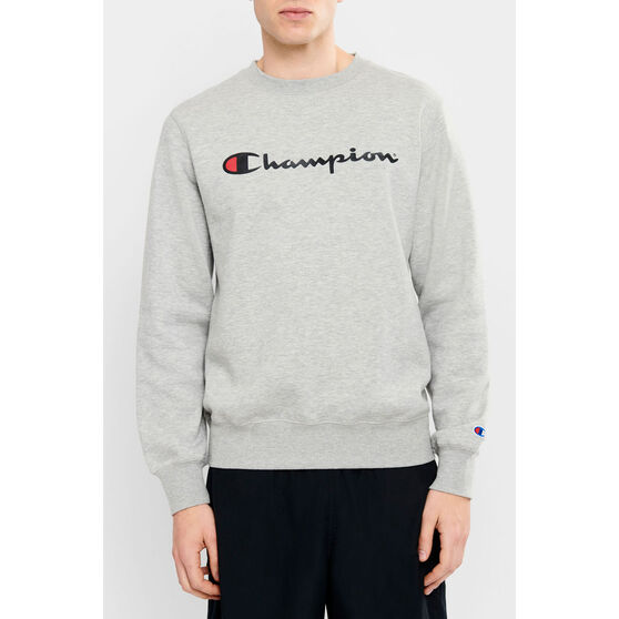 Champion Mens Script Crew Sweatshirt, Grey, rebel_hi-res