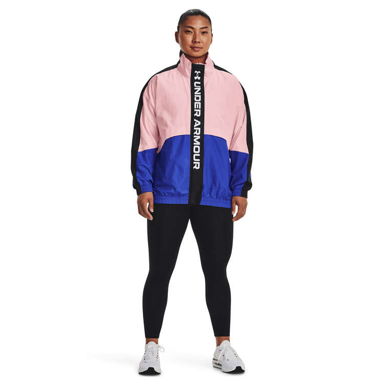 Under Armour Womens Rush Woven Oversized Jacket, Pink, rebel_hi-res