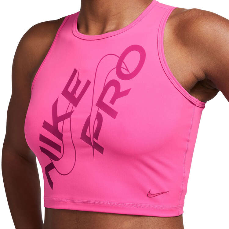 Nike Pro Womens Dri-FIT Cropped Tank, Pink, rebel_hi-res