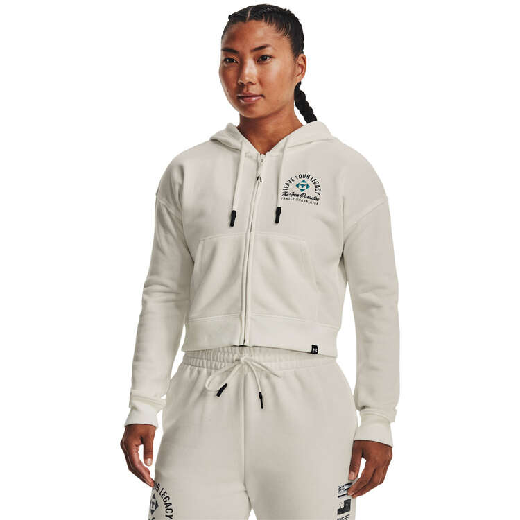 Under Armour Project Rock Womens Heavyweight Family Full-Zip Hoodie, Ivory, rebel_hi-res