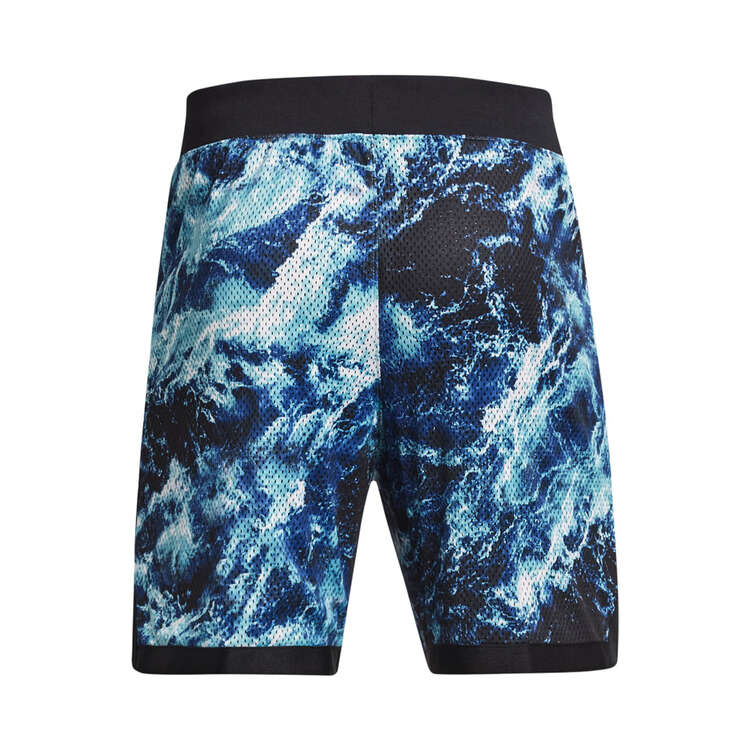 Under Armour Mens Curry Bruce Lee Be Water Mesh Basketball Shorts, Blue, rebel_hi-res