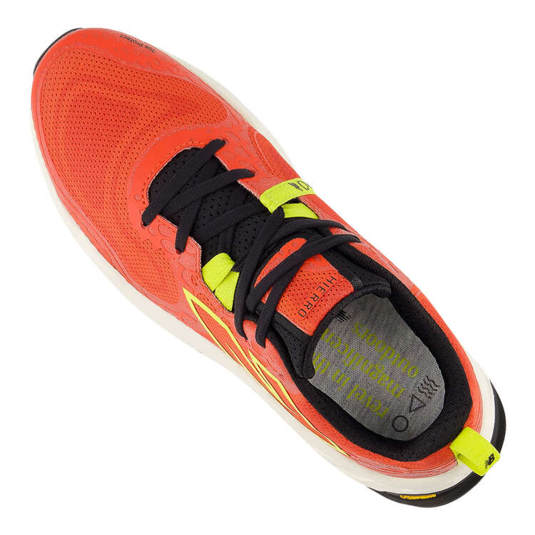New Balance Fresh Foam X Hierro v8 Mens Trail Running Shoes, Red/Yellow, rebel_hi-res
