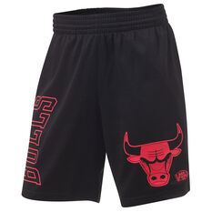 Chicago Bulls Mens Big Wordmark Mesh Shorts Black S, Black, rebel_hi-res