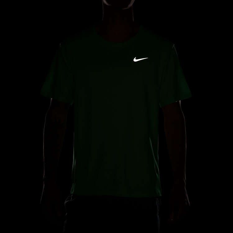 Nike Mens Dri-FIT UV Miller Running Tee, Green/Silver, rebel_hi-res