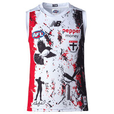 St Kilda Saints Youth 2022 Authentic Indigenous Guernsey, White, rebel_hi-res