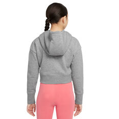 Nike Girls Sportswear Club Crop Hoodie Grey XS, Grey, rebel_hi-res