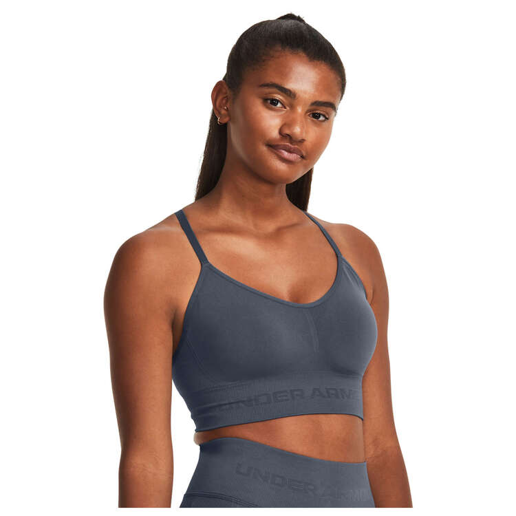 Under Armour Womens Train Seamless Low Support Long Sports Bra, Grey, rebel_hi-res