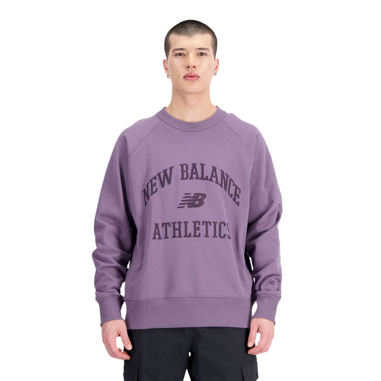 New Balance Mens Athletics Varsity Fleece Sweatshirt Purple S, Purple, rebel_hi-res