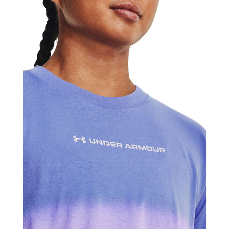 Under Armour Womens UA Branded Dip Dye Crop Tee, Blue, rebel_hi-res