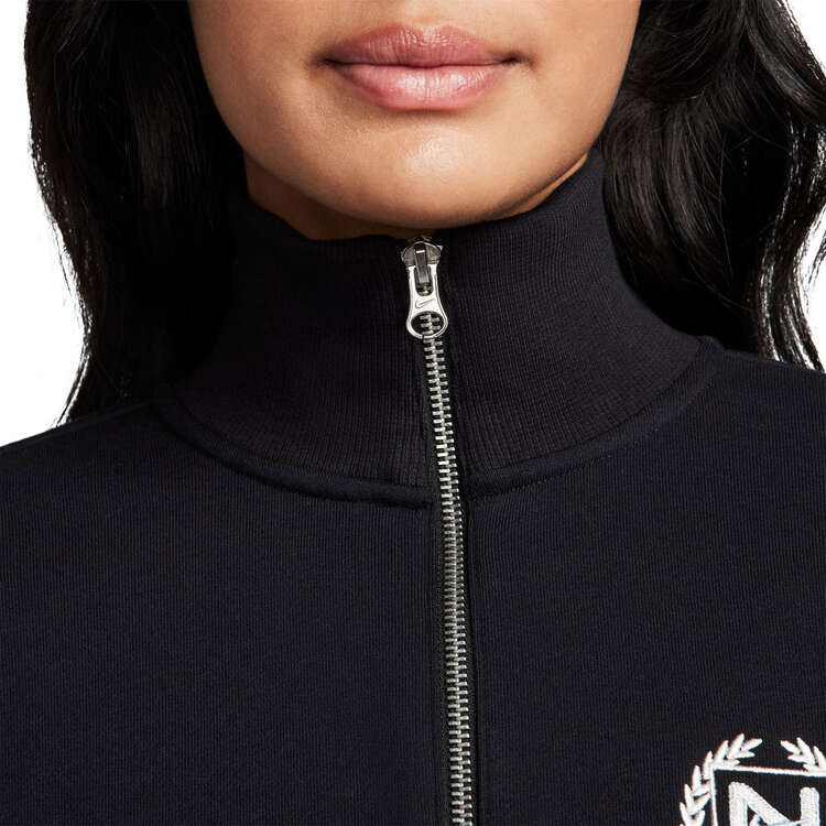 Nike Womens Sportswear Oversized 1/2 Zip Crop Fleece Sweatshirt, Black, rebel_hi-res