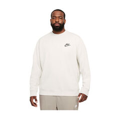 Nike Mens Sportswear Essentials Semi-Brushed Crew Top, White, rebel_hi-res