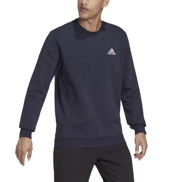 adidas Mens Essentials Feelcozy Sweatshirt, Navy/White, rebel_hi-res