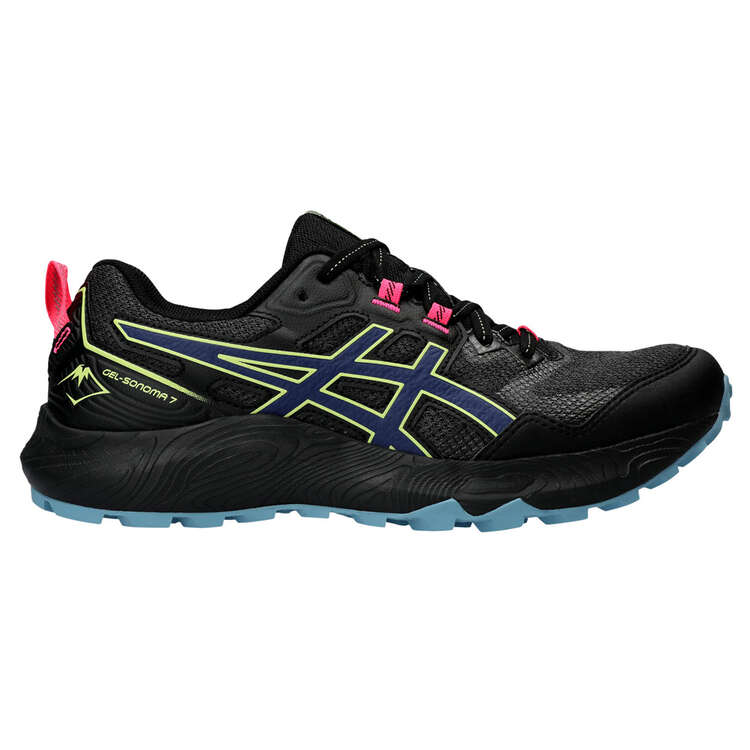 Asics GEL Sonoma 7 Womens Trail Running Shoes Black/Blue US 7, Black/Blue, rebel_hi-res