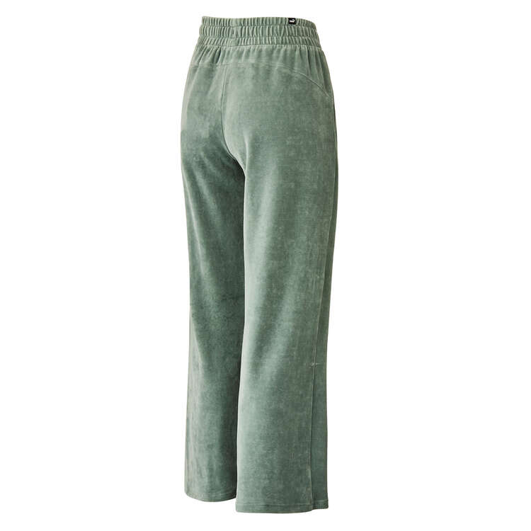 Puma Womens Essentials+ Velour Open Hem Pants Green XL, Green, rebel_hi-res