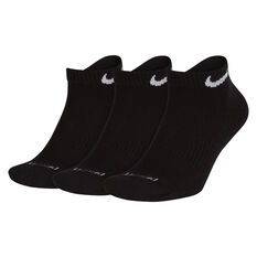 Nike Mens Cushion Low Cut 3 Pack Socks Black S, Black, rebel_hi-res