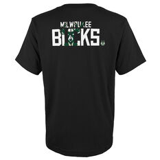 Milwaukee Bucks Mens Logo Tee Black S, Black, rebel_hi-res
