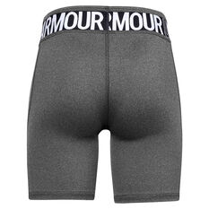 Under Armour Girls HeatGear Heather Bike Shorts Grey/Black XS, Grey/Black, rebel_hi-res