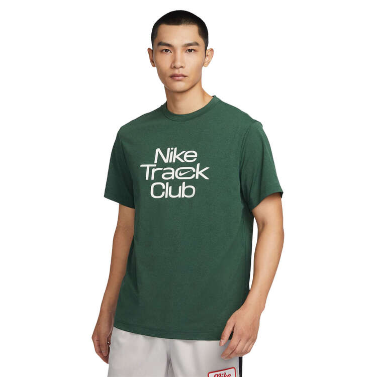 Nike Mens Dri-FIT Track Club Running Tee Green S, Green, rebel_hi-res