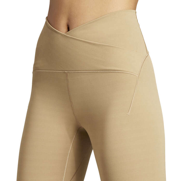 adidas Womens Yoga Studio Luxe Crossover Waistband 7/8 Tights, Beige, rebel_hi-res