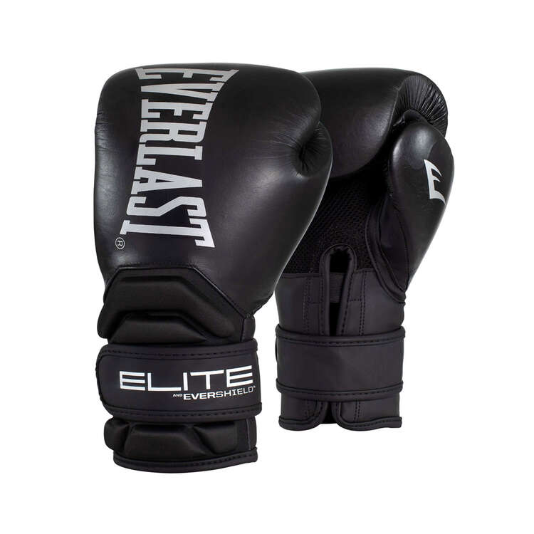 Everlast Contender Elite Training Boxing Gloves Black 12 oz, Black, rebel_hi-res