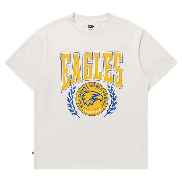 West Coast Eagles 2024 Mens Arch Graphic Tee White S, White, rebel_hi-res