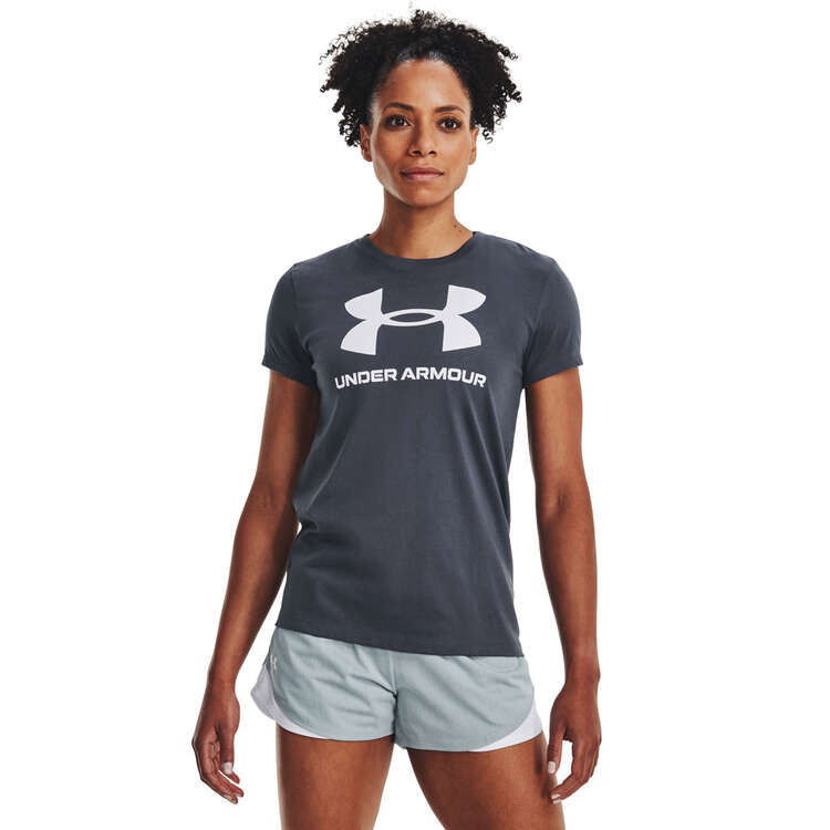 Under Armour Womens Sportstyle Graphic Tee, Grey, rebel_hi-res