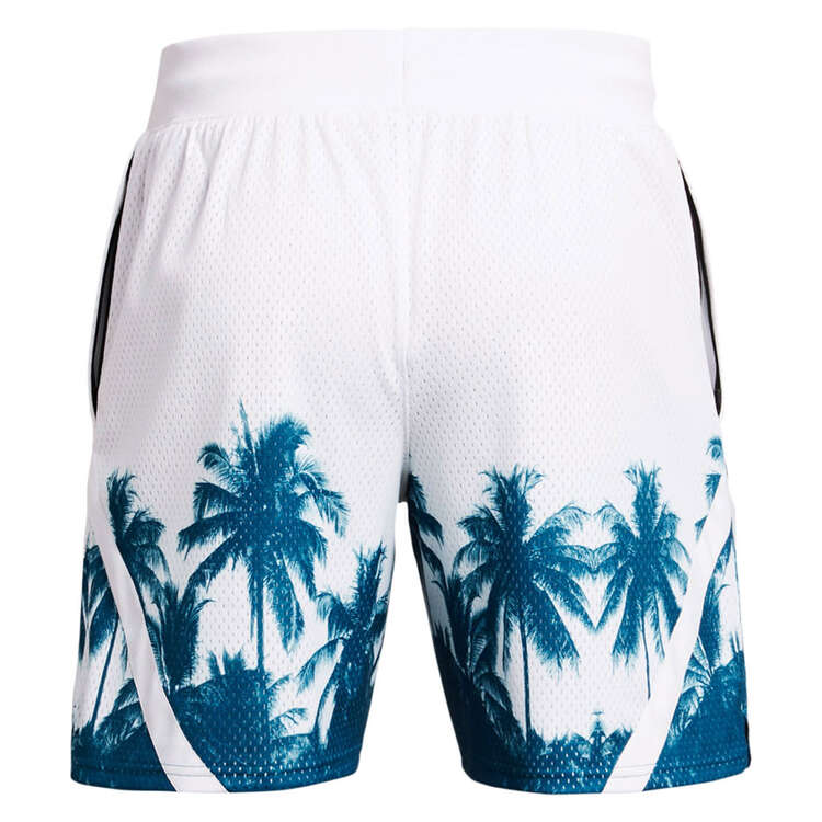 Under Armour Mens Curry 3.0 Mesh Basketball Shorts, White/Blue, rebel_hi-res