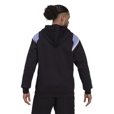 adidas Mens Sportswear Fleece Hooded Top, Black, rebel_hi-res