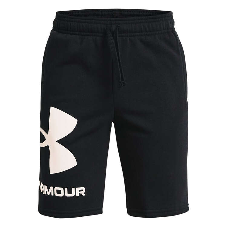 Under Armour Boys Rival Fleece Logo Shorts, Black, rebel_hi-res