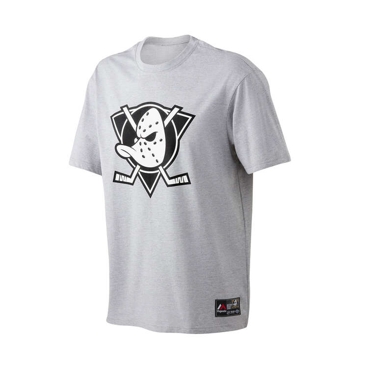 Majestic Anaheim Ducks Mens Logo Tee Grey S, Grey, rebel_hi-res