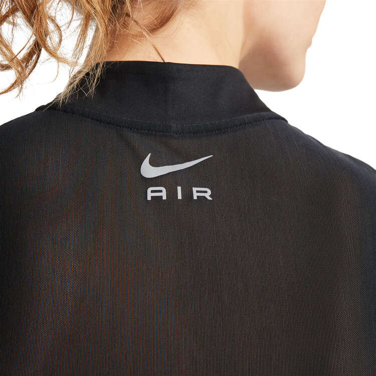 Nike Air Womens Dri-FIT 1/4 Zip Running Crop Top, Black, rebel_hi-res