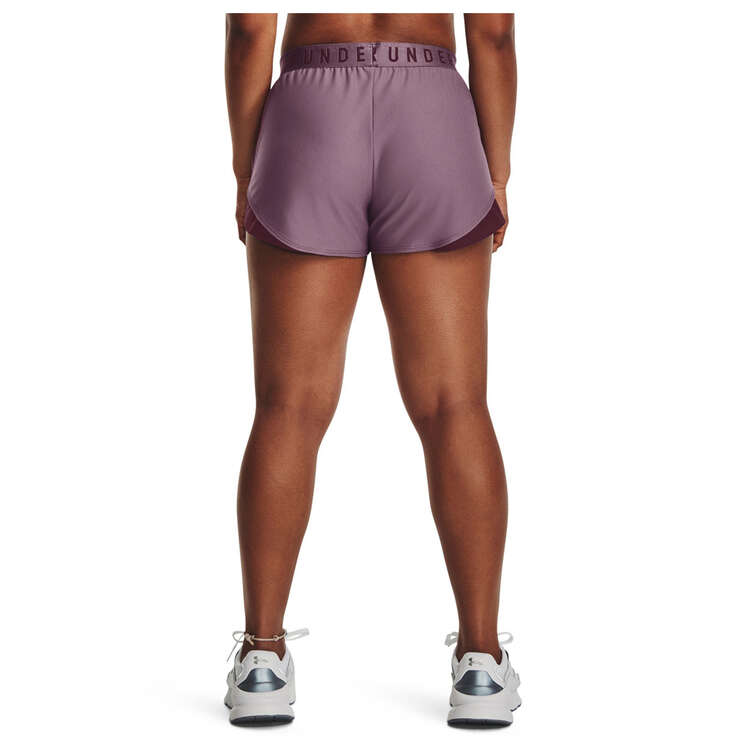 Under Armour Womens Play Up Twist 3.0 Training Shorts, Purple, rebel_hi-res