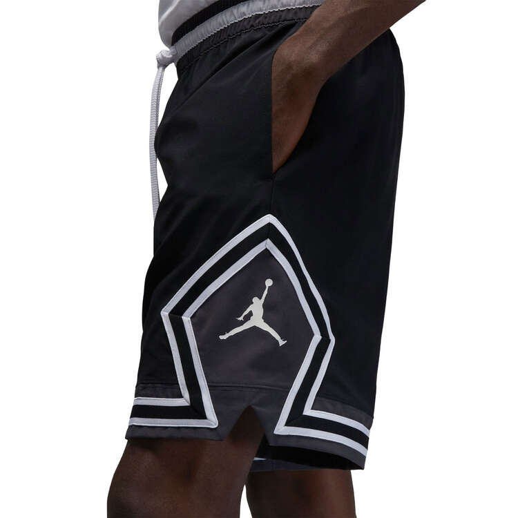 Jordan Mens Dri-FIT Woven Diamond Basketball Shorts, Black/White, rebel_hi-res